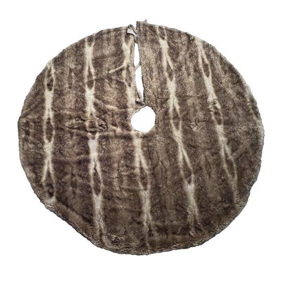 Pottery Barn Luxe Faux Fur 60" Christmas Tree Skirt Brown Tan Nature Forest Soft - Picture 2 of 8